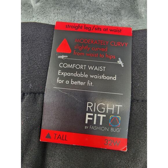 NEW Fashion Bug Moderately Curvy High Rise Straight Leg Pants Size 32WT Black - Picture 5 of 12